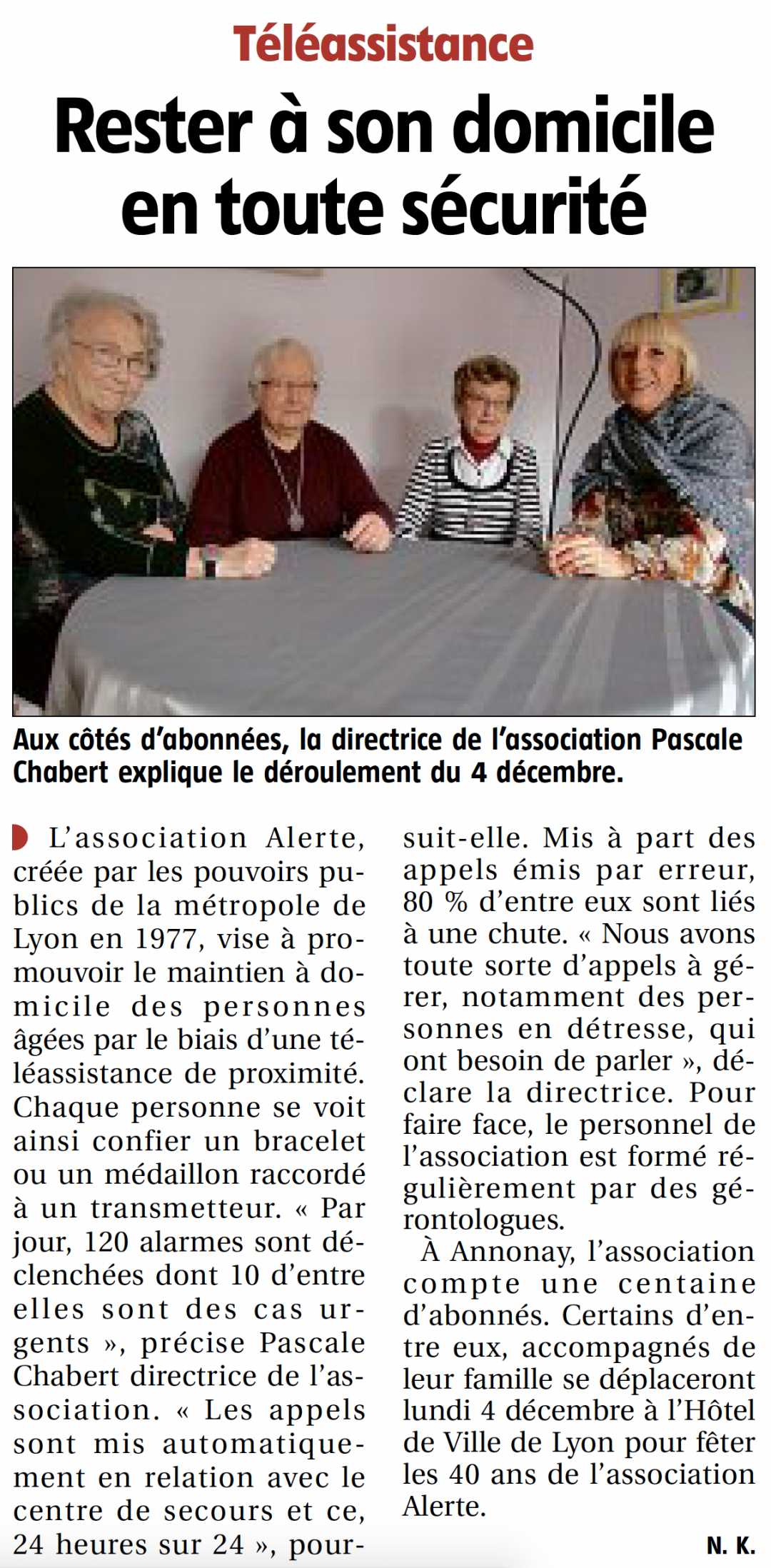 article sur l'association dans le journal le Réveil